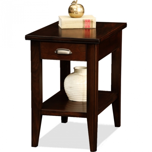 Laurent Collection Drawer Chairside Table in Chocolate Cherry