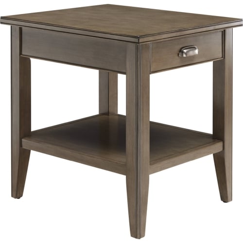 Laurent 1 Drawer End Table w/ Shelf in Smoke Gray Wood