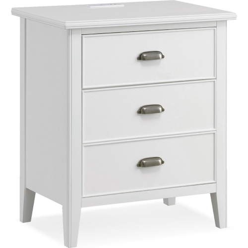 Laurent 1 Drawer Nightstand Side Table w/ Cabinet & Charging in Orchid White Finish Wood