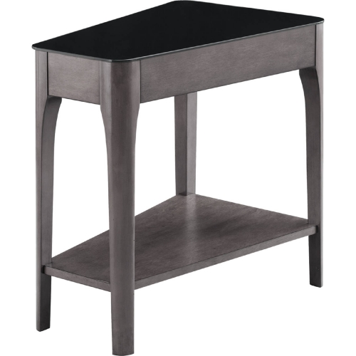 Obsidian Wedge Side Table in Burnished Gray & Tempered Black Glass