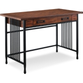 Ironcraft Writing / Computer Desk in Mission Oak & Blackened Metal