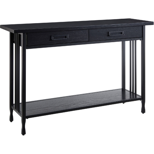 Ironcraft 2 Drawer Console Table w/ Shelf in Black Washed Wood