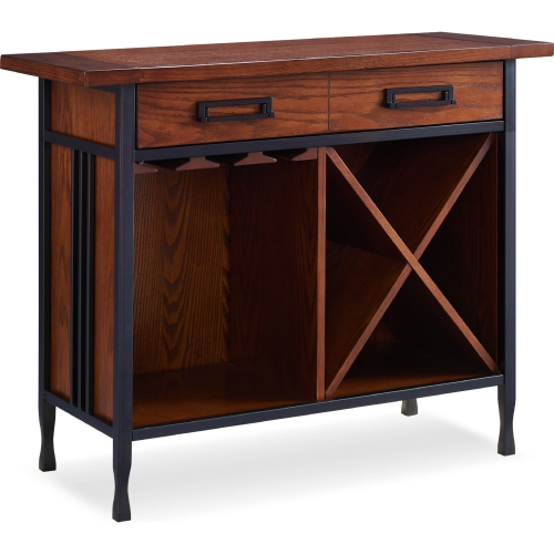 Ironcraft Mini Bar Wine Stand in Mission Oak