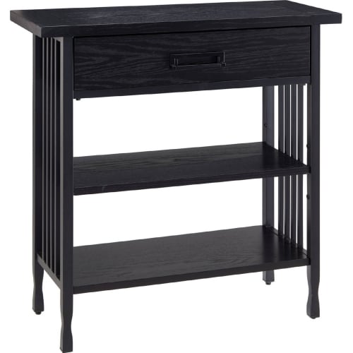 Ironcraft Foyer Bookcase w/ Drawer in Black Washed Wood