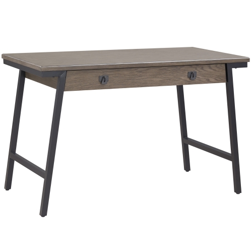 Empiria Computer Desk in Gray Wood & Black Metal