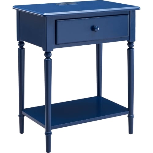 Coastal 1 Drawer Narrow Side Table in Navy Blue Wood