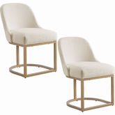 Barrelback Dining Chair in White Linen Seat & Gold Metal (Set of 2)