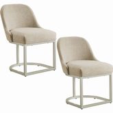 Barrelback Dining Chair Oatmeal Linen & Pewter Metal (Set of 2)