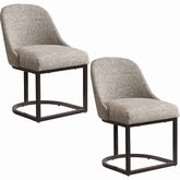 Barrelback Dining Chair in Gray Linen & Espresso Metal (Set of 2)