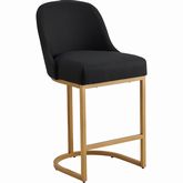 Barrelback Counter Stool in Black Linen Metal Base & Gold Metal (Set of 2)