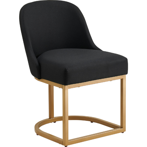 Barrelback Dining Chair in Black Linen Metal Base & Gold Metal (Set of 2)