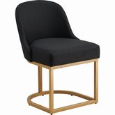 Barrelback Dining Chair in Black Linen Metal Base & Gold Metal (Set of 2)