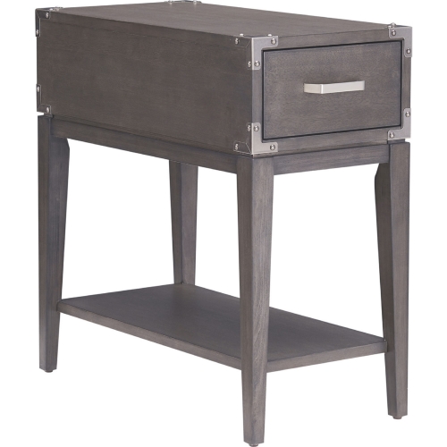 Beckett 1 Drawer Side Table in Anthracite Finish Wood & Pewter