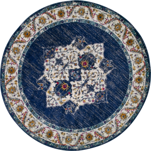 Wendlyn Multicolor Medallion Boho Chic Area Rug 5' Round