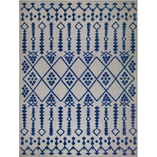 Cusp Moroccan Pattern Indoor Outdoor Area Rug Rectangle 4' x 6' in Gray & Blue