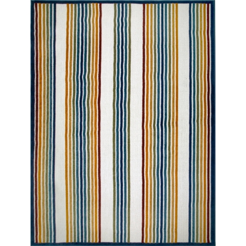 Blithe Colorful Line Indoor Outdoor Area Rug Rectangle 5'3" x 7' in Multicolor