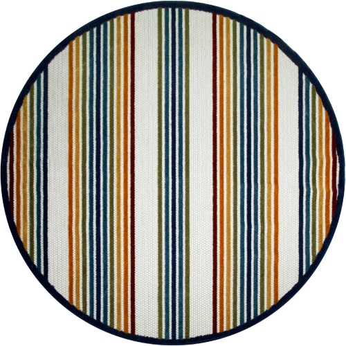 Blithe Colorful Line Indoor Outdoor Area Rug Round 5'3" in Multicolor