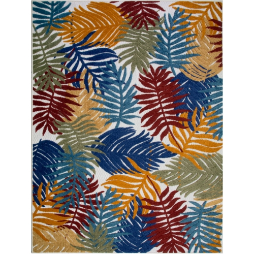 Talipot Palm Indoor Outdoor Area Rug Rectangle 6'7" x 9'6" in Multicolor