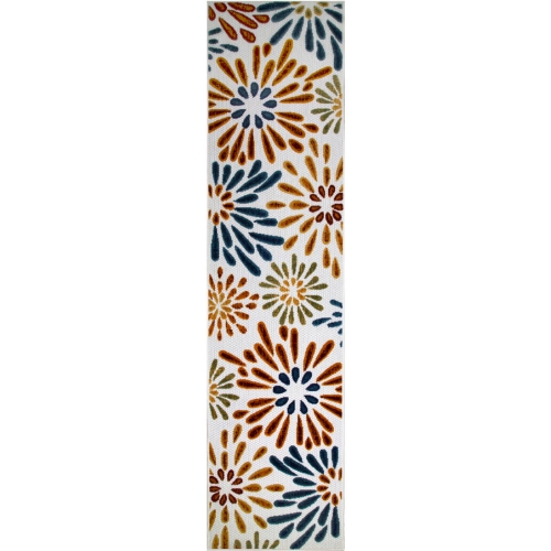 Beam Flower Indoor Outdoor Area Rug Runner 2' x 8' in Multicolor