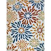 Beam Flower Indoor Outdoor Area Rug Rectangle 5'3" x 7' in Multicolor