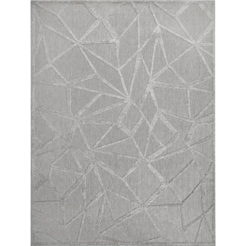 Vennor Geometric Indoor Outdoor Area Rug Rectangle 6'7" x 9'6" in Gray