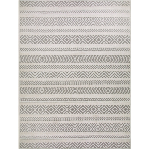 Everald Multi Pattern Indoor Outdoor Area Rug Rectangle 5'3" x 7' in Gray