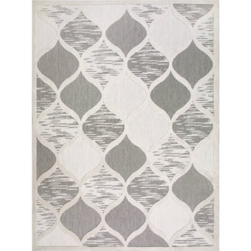 Laurus Quatrefoil Indoor Outdoor Area Rug Rectangle 3' x 5' in Gray