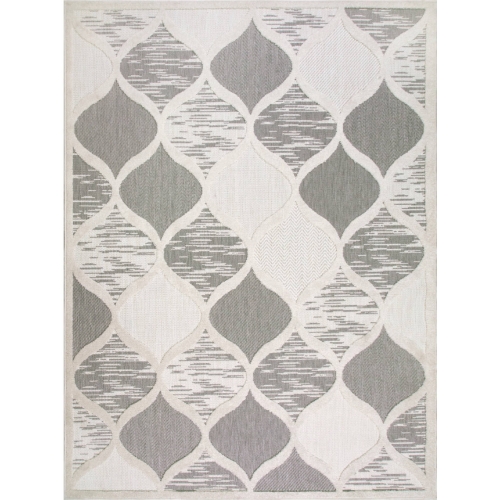 Laurus Quatrefoil Indoor Outdoor Area Rug Rectangle 5'3" x 7' in Gray