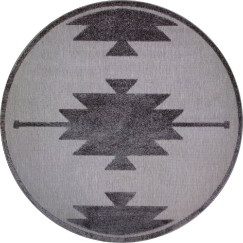 Tegan Southwestern Indoor Outdoor Area Rug Round 5'3" in Gray