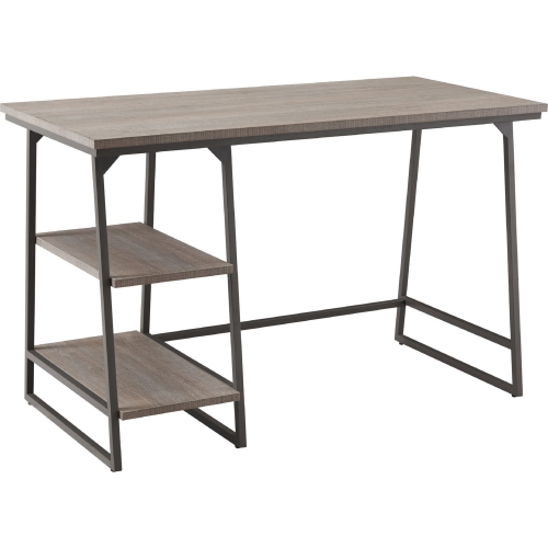 70003 Reversible Stepped Tier Shelf Desk in Roughsawn Oak & Gunmetal Gray