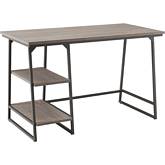 70003 Reversible Stepped Tier Shelf Desk in Roughsawn Oak & Gunmetal Gray