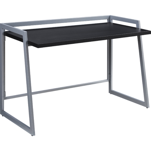 Home Office Desk in Black Laminate & Nickel Metal