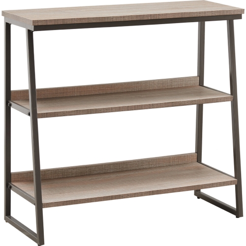 70007 Stepped Tier Bookcase in Roughsawn Oak & Gunmetal Gray Metal