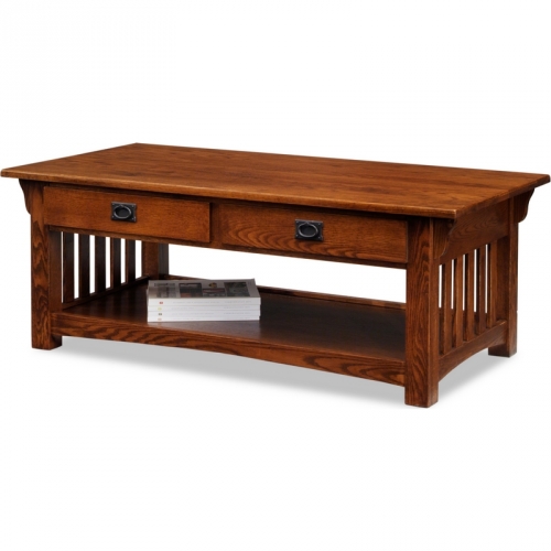 Mission Impeccable Two Drawer Coffee Table in Medium Oak