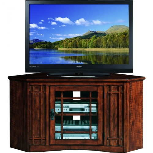 Riley Holliday Mission Style 46" Corner TV Stand Console in Medium Oak Finish