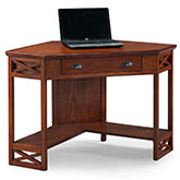 Corner Desk in Burnished Oak Finish