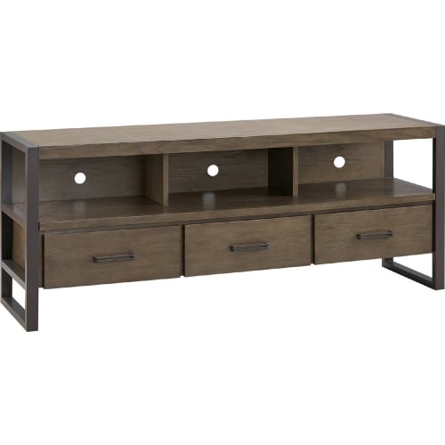 Ender 60" TV Stand in Smoke Gray Wood & Gunmetal