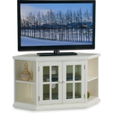 White 46" Corner TV Stand w/ Bookcases