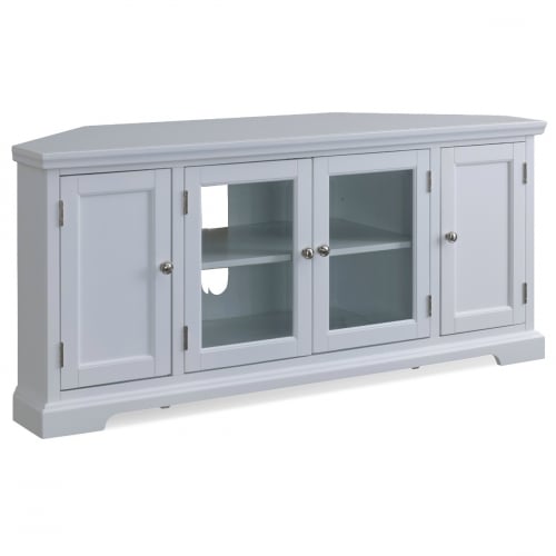 Cottage White 57" Corner TV Stand Console