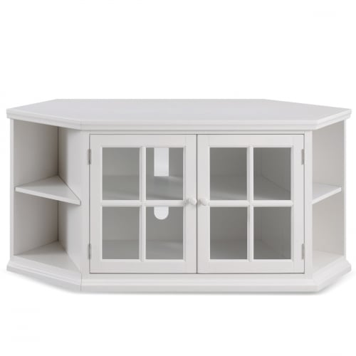 Cottage White 56" Corner TV Stand Console w/ Bookcase/Display