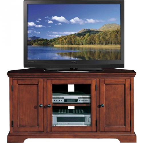 Riley Holliday 46" Corner TV Stand Console in Westwood Brown Cherry