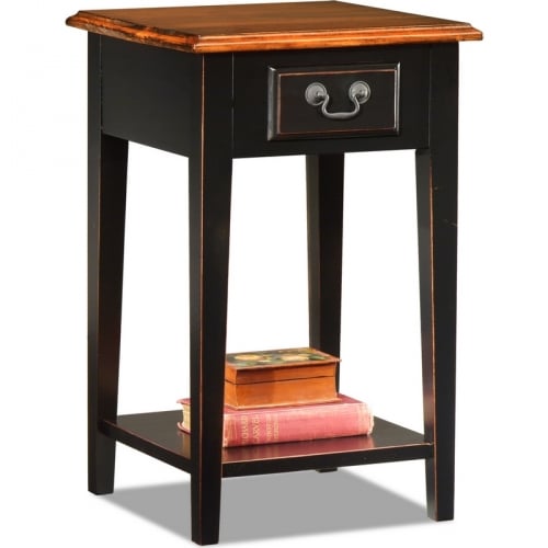 Favorite Finds Square Side or End Table in Slate w/ Medium Oak Top