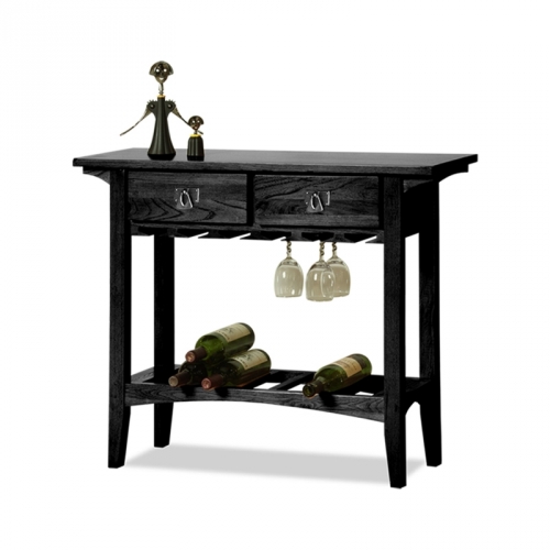 Mission Wine Rack w/ Glass & Bottle Storage in Slate Black