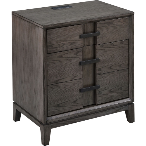 9075 1 Drawer Nightstand Side Table w/ Charging in Gray Oak Finish Wood