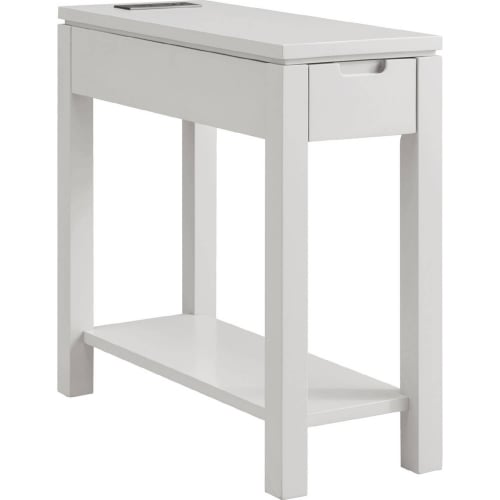 Cade 1 Drawer Side Table w/ Charging in Gray Finish Wood