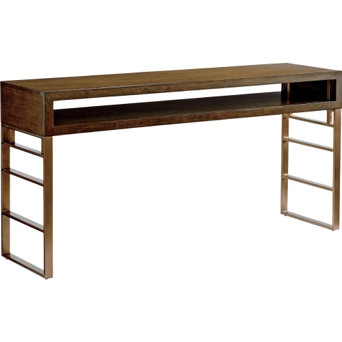 Kenetic 60" Office Console / Desk in Mocha on Aged Bronze Metal Base