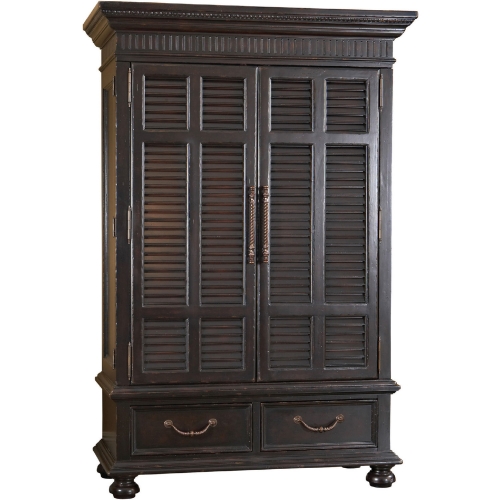 Trafalgar Louvered Armoire in Tamarind Black Finish