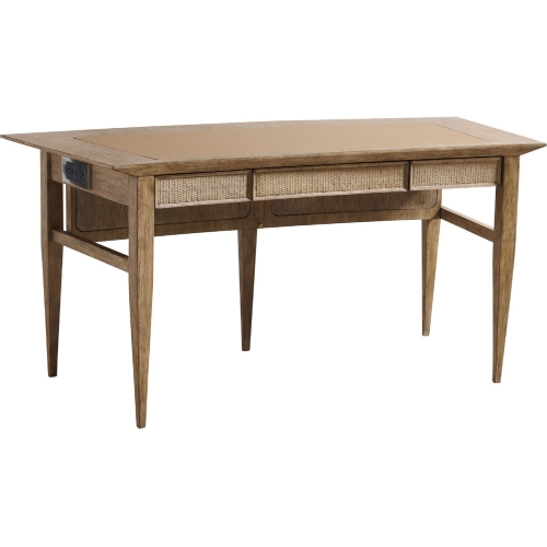 Aegis Writing Desk in Brushed Brown Wood & Cane