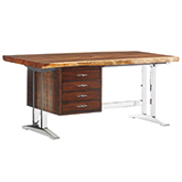 LaCosta Live Edge Wood Writing Desk on Polished Stainless