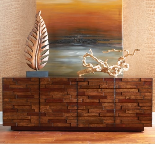 Studio Designs Criss Cross 72" Contemporary TV Stand Entertainment Console in Natural Rustic